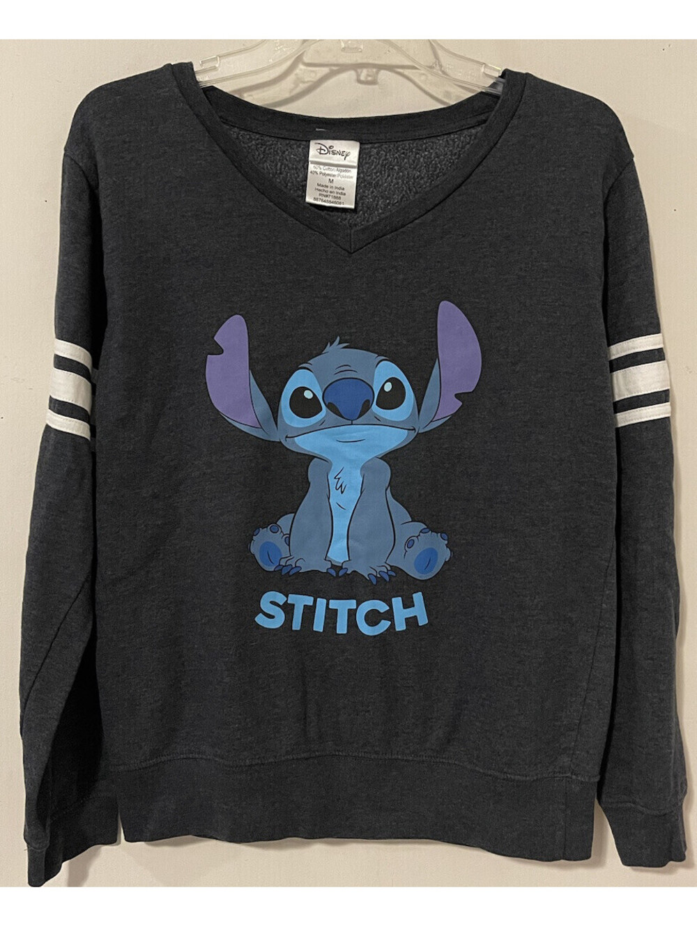 Disney Lilo and “Stitch” Womens Medium Gray Pullover Vneck Sweatshirt! A5268